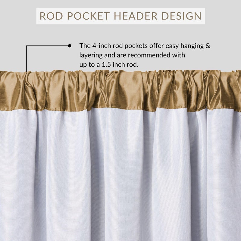 Elrene Home Fashions Versailles Faux-Silk Room-Darkening Curtain Panel, Blackout Curtain with Rod Pocket, 52 Inches by 108 Inches, Gold, 1 Panel - Image 2